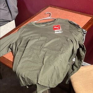 Puma Men's Long Sleeve Shirt in Olive